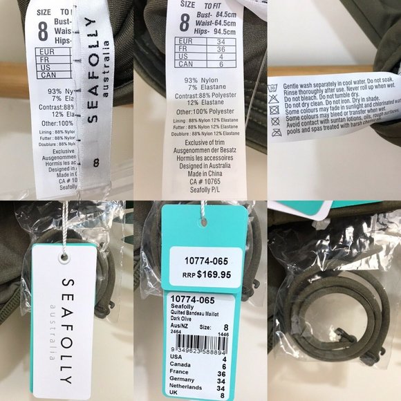 Seafolly Olive Green Swimsuit One Piece Halter - Picture 12 of 12